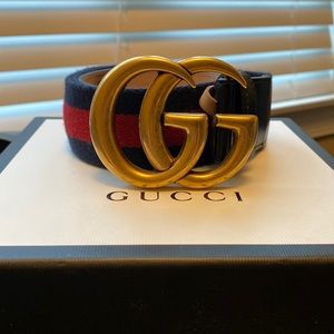 Authentic Gucci Double GG Web Belt 90
